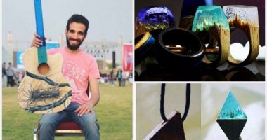 الحب يصنع المشروعات..محمد أول مصرى يعمل خواتم من الخشب والكيميا