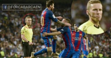 بالصور.. رد فعل غريب من حكم الكلاسيكو بعد هدف ميسي