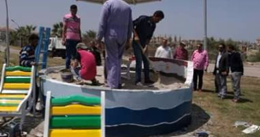  بالصور ..استكمال أعمال التطوير بمدينة رأس البر استعدادا للموسم الصيفى