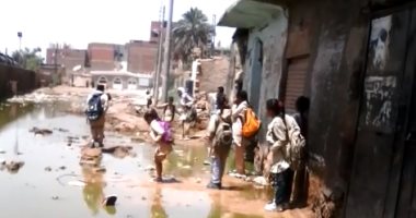 بالفيديو..قارئ يشكو من برك المياه فى شارع "نجع الخلاصات" بأسوان 