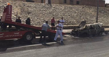 بالصور...المرور : الأوناش رفعت السيارة المحترقة من منزل كوبرى التونسى