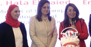 بالصور.. سيدة تهدى وزيرة التضامن "تورتة" على شكل لوجو برنامج "تكافل وكرامة" 