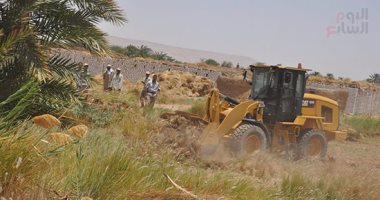 بالصور.. حملة لإزالة التعديات على أملاك الدولة بمركز بلاط فى الوادى الجديد