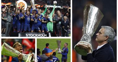 احتفالات مانشستر يونايتد بلقب الدورى الأوروبي