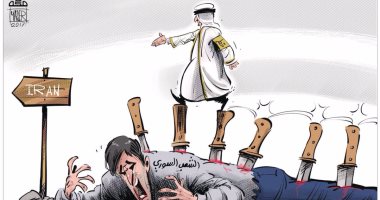 كاريكاتير صحيفة مكة السعودية: قطر تطعن الشعب السورى من أجل عيون إيران