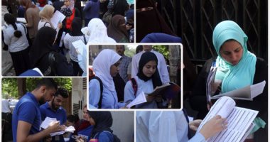 توافد الطلاب على لجان مدارس الزاوية الحمراء لأداء امتحان الجبر والهندسة 