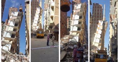 إزالة 5 أدوار من عقار الأزاريطة وتجاوز نقطة الخطر
