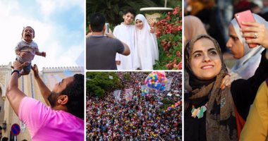العيد فى مصر "شكل تانى".. 50 صورة تلخص احتفالات المصريين بعيد الفطر.. ملايين المصلين يملأون الساحات ويصلون فى أحضان الكنائس.. البالونات فى أيدى الكبار والصغار.. والطرابيش تزين الرؤوس.. و"السيلفى" بطل المشهد