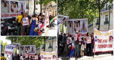 بالصور.. فرنسيون وعرب يتظاهرون ضد زيارة تميم لفرنسا.. أمير الإرهاب يحصد ما زرعه.. رفض فرنسى وعربى لزيارة أمير قطر لباريس بعد تذوق فرنسا مرارة الإرهاب.. نواب: منظمات فرنسية تتظاهر ضد الزيارة