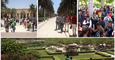 نافورة حديقة الأزهر حمام سباحة للأطفال فى ثانى أيام عيد الفطر