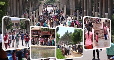 نافورة "الأزهر بارك" تتحول إلى حمام سباحة للأطفال