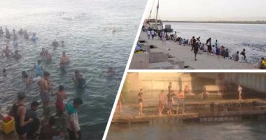 بالصور.. نهر النيل فى المحافظات مصيف الصغار والكبار هربًا من حرارة الجو.. فروع النيل والترع تتحول إلى بلاجات للأهالى.. ومسابقات سباحة وقفز من الكبارى.. وشواطئ النيل تنافس الإسكندرية ومطروح والغردقة