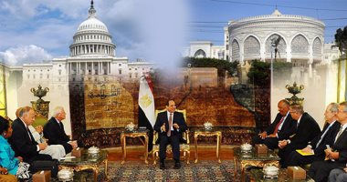 برلمان أمريكا فى ضيافة رئيس مصر.. السيسى يستقبل وفد الكونجرس بقصر الاتحادية.. ويؤكد: لا بد من موقف حازم ضد الدول الداعمة للإرهاب.. ونسعى لتحقيق السلام فى فلسطين.. والوفد يمتدح رؤية القاهرة لملفات المنطقة