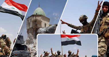 قوات الجيش العراقى تحتفل بتحرير مسجد النورى بمدينة الموصل القديمة
