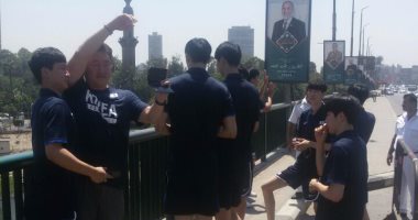 شاهد.. منتخب كوريا للسلة على كورنيش النيل