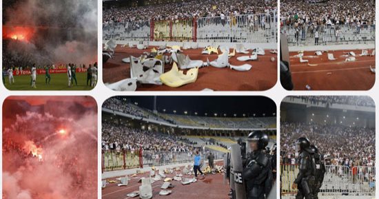 جماهير الزمالك الغاضبة تحطم مدرجات "برج العرب " بعد الخروج من بطولة أفريقيا