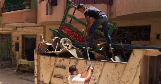 حى الهرم يستجيب للمواطنين ويشن حملة لإزالة الإشغالات بشارع فيصل واللبينى