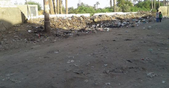 المياه الجوفية والقمامة يغرقان نزلة الزاوية فى بنى سويف