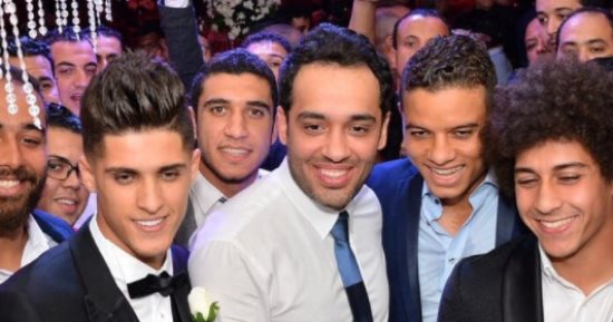 شاهد.. رامى جمال مع سعد سمير ورامى ربيعة فى حفل زفاف أحمد الشيخ