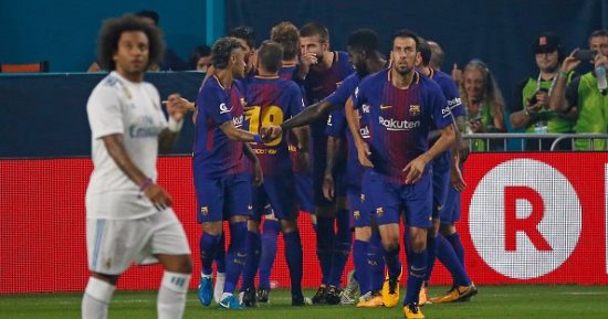 برشلونة يحسم الكلاسيكو الودى 3-2..  فالفيردى ينجح فى أول اختبار صعب.. جاريث بيل يفشل فى فرض شخصيته بغياب رونالدو.. زيدان يراهن على مشروع ريال مدريدى شاب.. ومستقبل نيمار مازال معلقاً