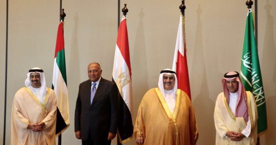 بعد قليل.. مؤتمر صحفى لوزراء خارجية دول الرباعى العربى حول أزمة قطر