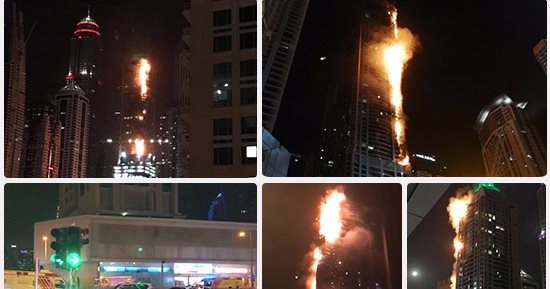 حريق هائل فى "برج الشعلة" بدبى.. وفرق الإطفاء تسيطر عليه