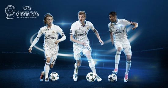ريال مدريد يحتكر جائزة أفضل لاعب وسط فى أوروبا
