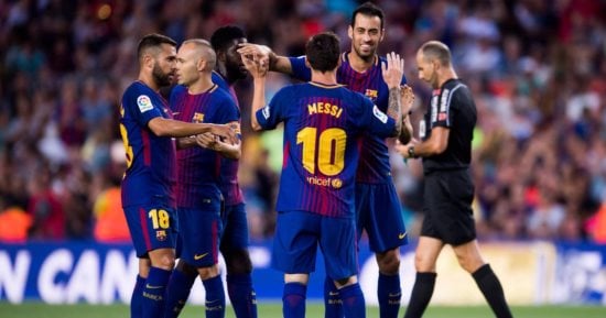 ميسي يحرز هدف تعادل برشلونة أمام ريال مدريد فى السوبر الإسبانى