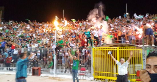 بالصور.. فرحة واحتفال جماهير المصرى بالفوز على الزمالك