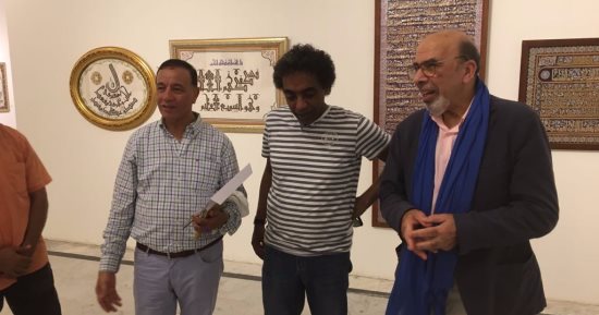 أحمد عواض وأحمد مصطفى يتفقدان الاستعدادات النهائية لملتقى الخط العربى