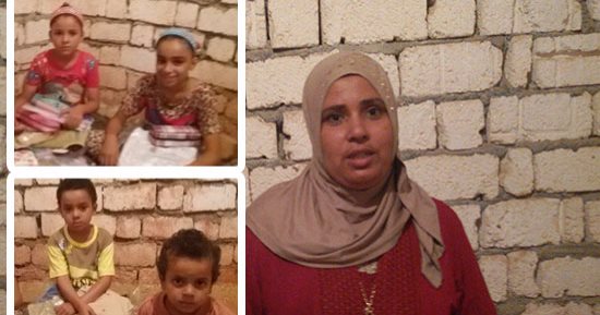 بالصور.. أهل الخير يسعدون أم لسبعة أطفال بنقلها من المقابر ببنى سويف