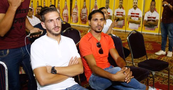بالصور.. العجان والشبلى أول الحاضرين فى مؤتمر صفقات الزمالك 