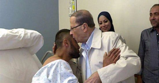 بالصور.. الرئيس اللبنانى وقائد الجيش يزوران الجنود المصابين بمعركة الجرود