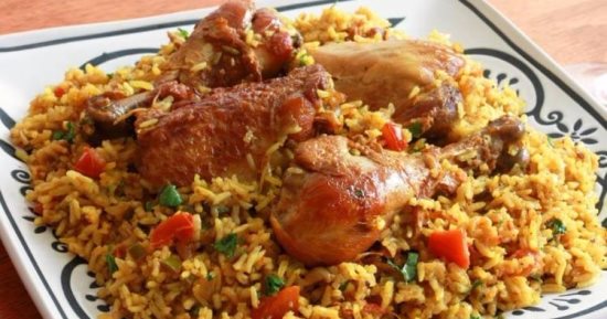 طريقة عمل صينية الرز بالبسلة والفراخ