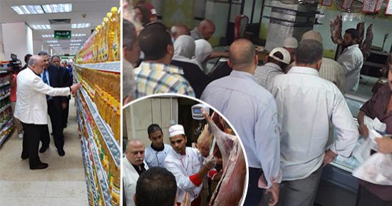 بالصور.. توافد المواطنين على المجمعات الاستهلاكية لشراء اللحوم.. "التموين" تعلن زيادة طرح اللحم الطازج لـ12 ألف رأس ماشية بسعر 85 جنيهًا للكيلو.. و"القابضة الغذائية" توفر خراف الأضاحى بالمحافظات