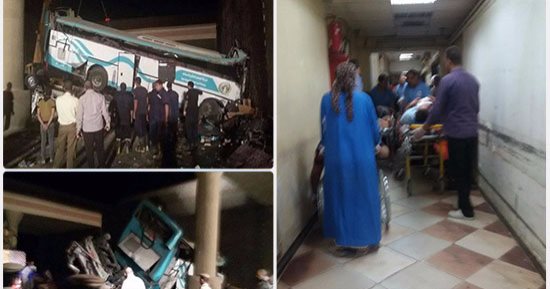 بالصور.. مصابو حادث بنى سويف يروون لـ"اليوم السابع" مأساتهم مع أتوبيس الموت.. فوجئنا بسيارة أمامنا فحاول سائق الأتوبيس تخطيها لكنه لم يتحكم فى عجلة القيادة.. ويؤكدون: تخطى الحاجز الخرسانى وسقطنا أعلى سيارة نقل