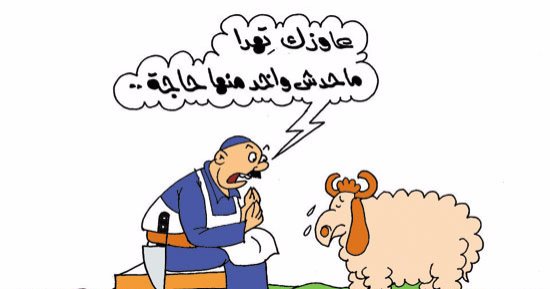 مواقف وطرائف الجزار مع خروف العيد.. فى كاريكاتير "اليوم السابع"