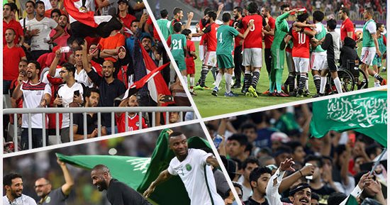 ليلة فرح فيها العرب.. احتفالات بفوز مصر والسعودية فى تصفيات مونديال 2018 وانتقادات لـ"كوبر" وجهازه.. المنتخب السورى يضمد جراح الحرب بالتأهل للملحق الآسيوى.. والمشاهير: الساحرة المستديرة قادرة على توحيد الشعوب