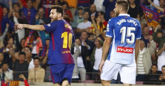 شاهد.. برشلونة يتفوق على إسبانيول بثنائية ميسي فى الشوط الأول