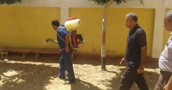 بالصور.. حملات لتطهير المدارس بالقليوبية قبل بدء الدراسة