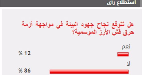 86% من القراء يستبعدون نجاح جهود البيئة فى مواجهة أزمة حرق قش الأرز