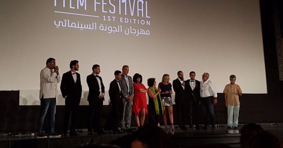 فريق عمل فيلم "فوتوكوبى" على المسرح قبل انطلاق عرضة فى "الجونة"