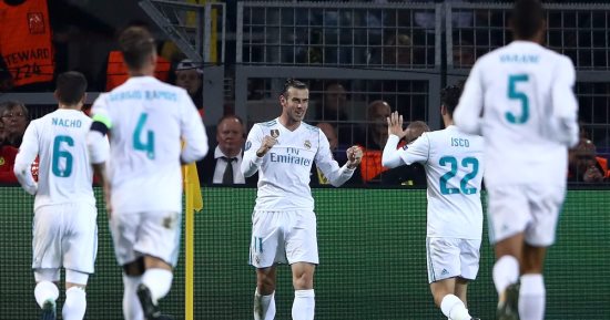 بالفيديو.. جاريث بيل يمنح ريال مدريد التقدم على دورتموند بالشوط الأول