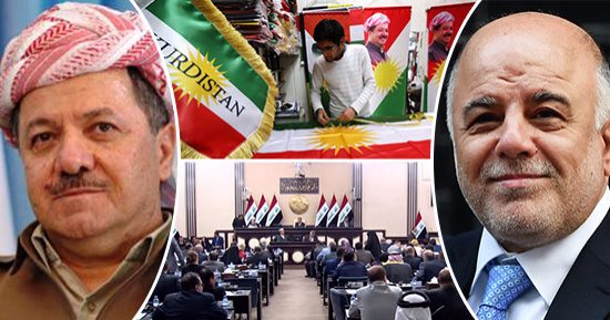 برلمان العراق يلزم حكومة بغداد بنشر قوات فى المناطق المتنازع عليها.. يؤكد ضرورة تقديم بارزانى للمحاكمة وفقا للقوانين النافذة.. حيدر البغدادى: فوجئنا باستفتاء كردستان.. وسنفرض سلطتنا على الإقليم بقوة الدستور