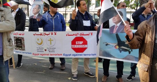 بالفيديو.. الجاليات العربية فى النمسا تتظاهر ضد تميم أمام سفارة قطر بفيينا