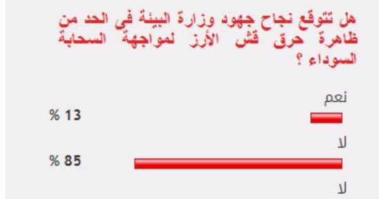 85% من القراء يستبعدون نجاح وزارة البيئة فى الحد من ظاهرة حرق قش الأرز