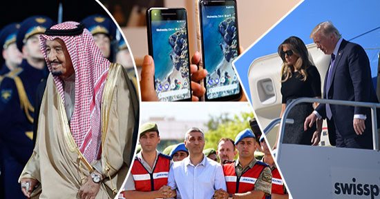 العالم هذا المساء بالصور..الملك سلمان يصل موسكو فى أول زيارة رسمية له لروسيا..المؤبد لـ42 جنديا تركيا بتهمة محاولة اغتيال أردوغان..ترامب وزوجته فى لاس فيجاس بعد المذبحة..جوجل تدشن هواتف جديدة لدخول عالم الأجهزة