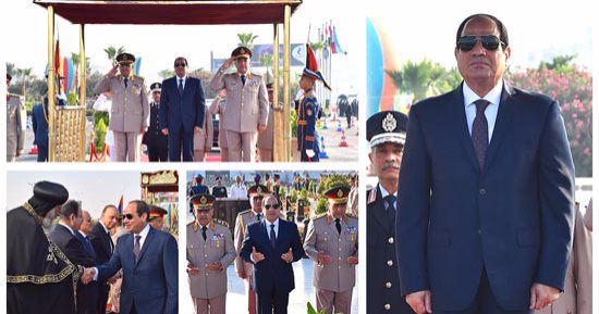 السيسى يضع إكليل زهور على النصب التذكارى لشهداء القوات المسلحة فى ذكرى نصر أكتوبر