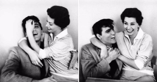 صوفيا لورين تداعب الفيس بريسلى بصورة نادرة التقطت عام 1958   