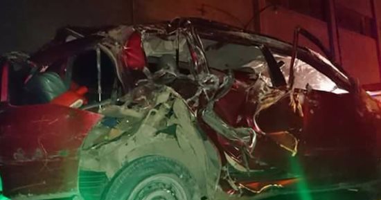بالصور.. انقلاب سيارة لاعبى كرة الصالات لفريق دمنهور على طريق كفر الداور